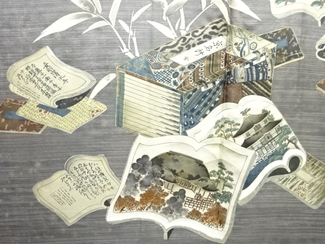 JAPANESE KIMONO / ANTIQUE MENS HAORI / SILK / DORO OSHIMA TSUMUGI / POPULAR SPOTS IN KYOTO (lining)